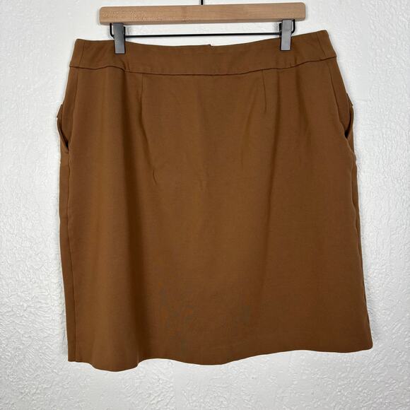 J. Jill Brown Button Front Ponte Skirt Size Large - Picture 3 of 5